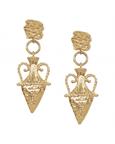 Boucles d'oreilles créoles dorées 24k Achille Bijoux Margidarika