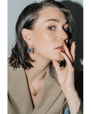 Feline earrings Margidarika Jewelry.