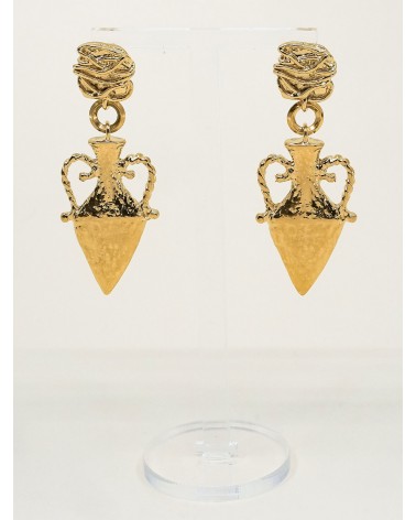 Boucles d'oreilles créoles dorées 24k Achille Bijoux Margidarika