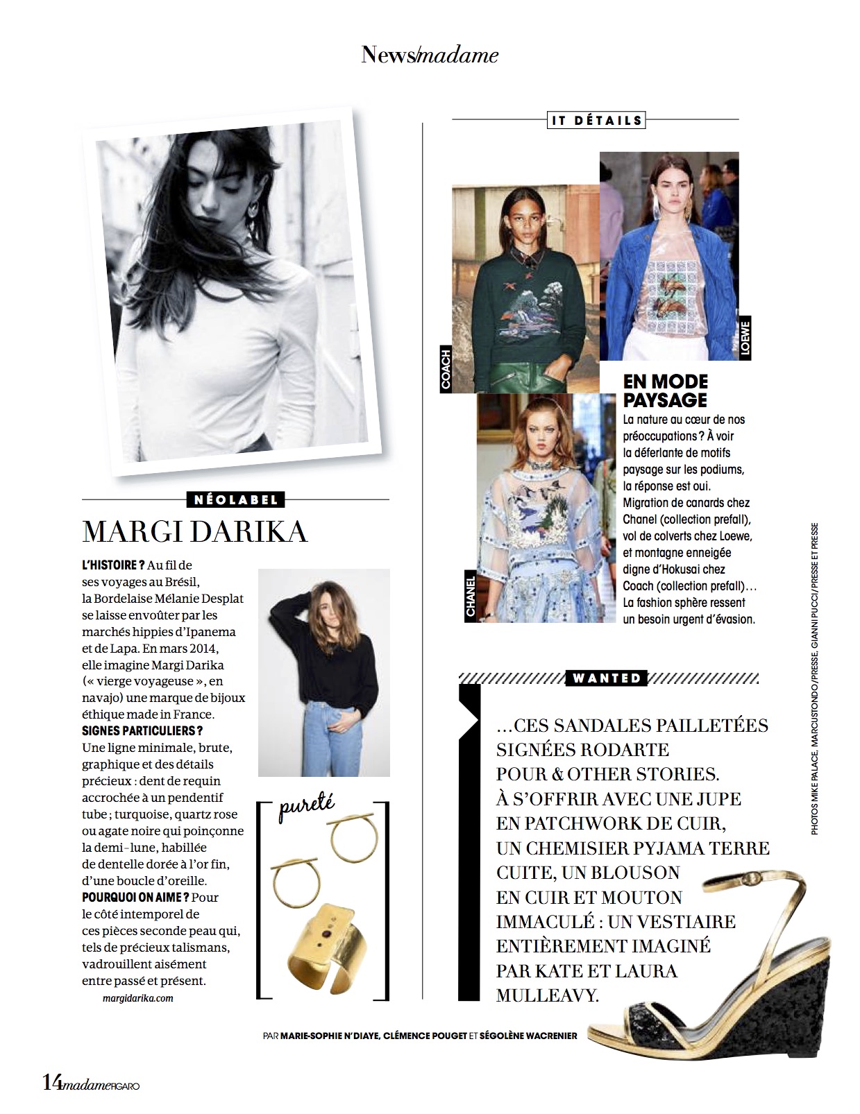 Madame Figaro parution magazine Margi Darika.