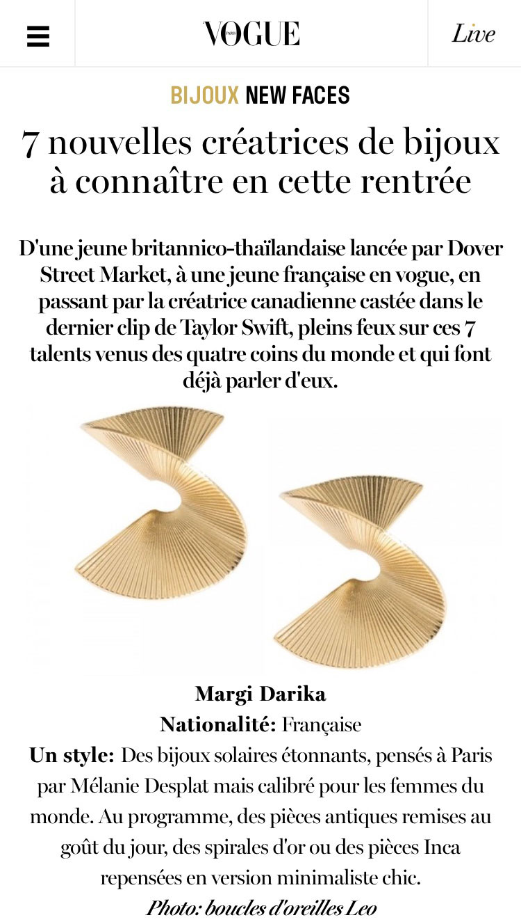 Vogue parution web Margi Darika.